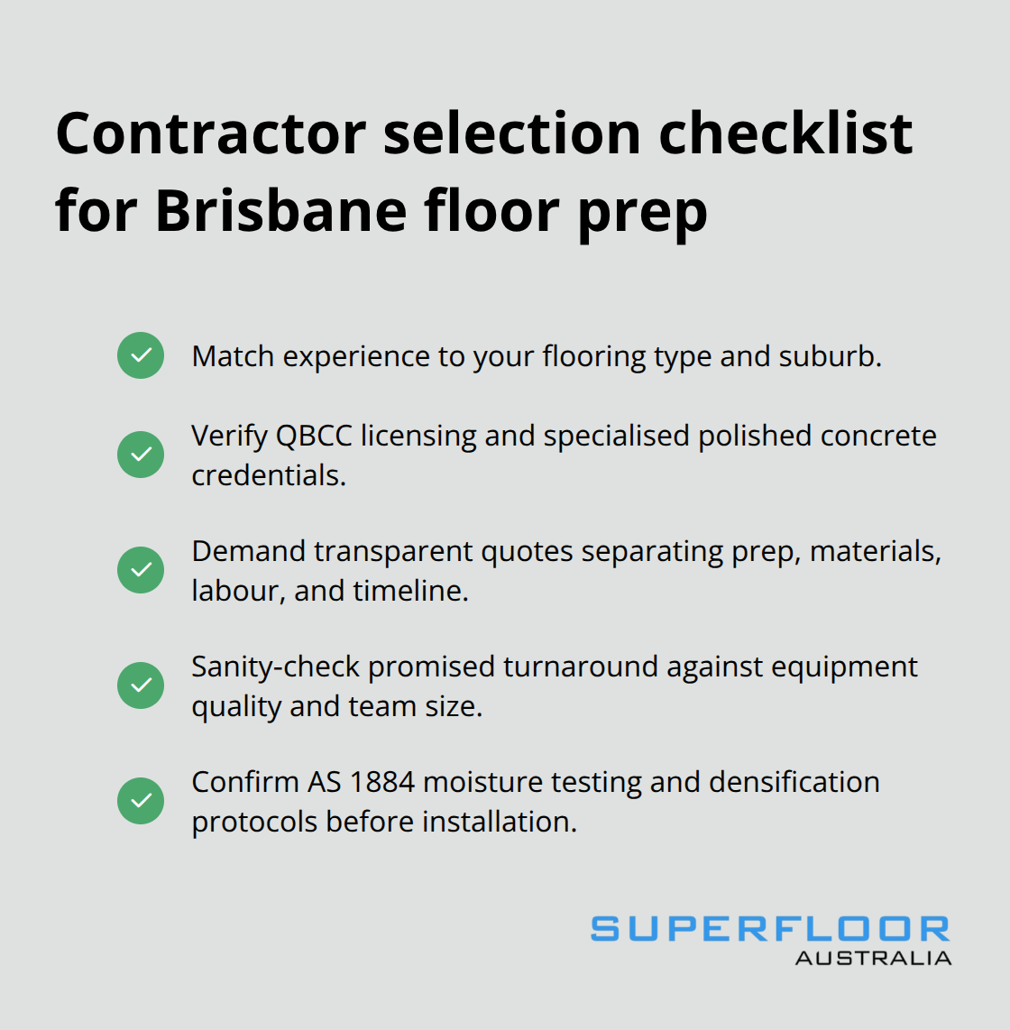 Key checks to choose the right Brisbane floor preparation contractor - Brisbane floor prep services