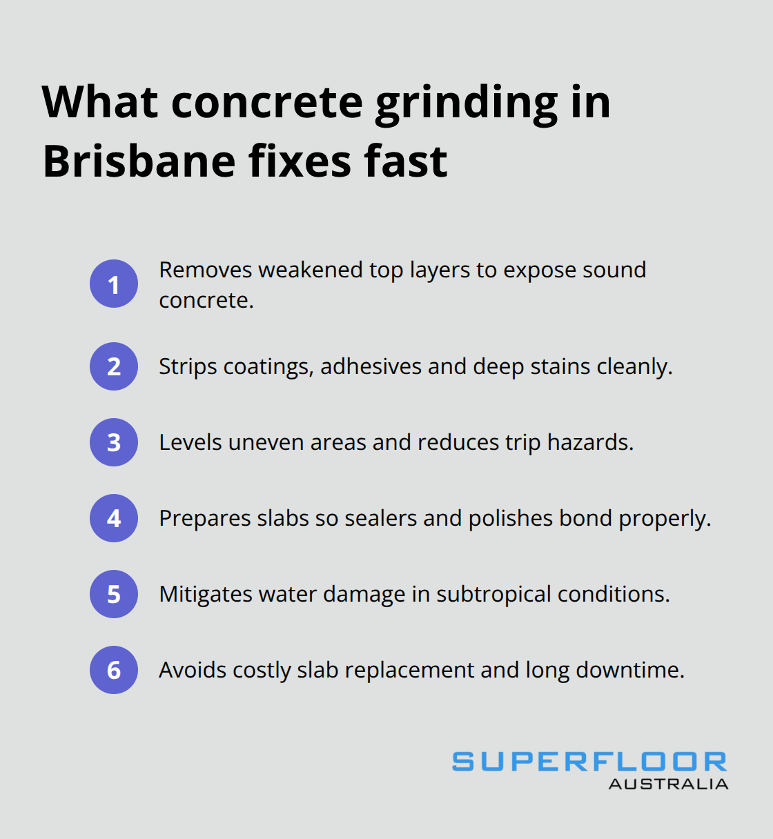 Key issues concrete grinding resolves on Brisbane floors - Concrete grinding Brisbane methods