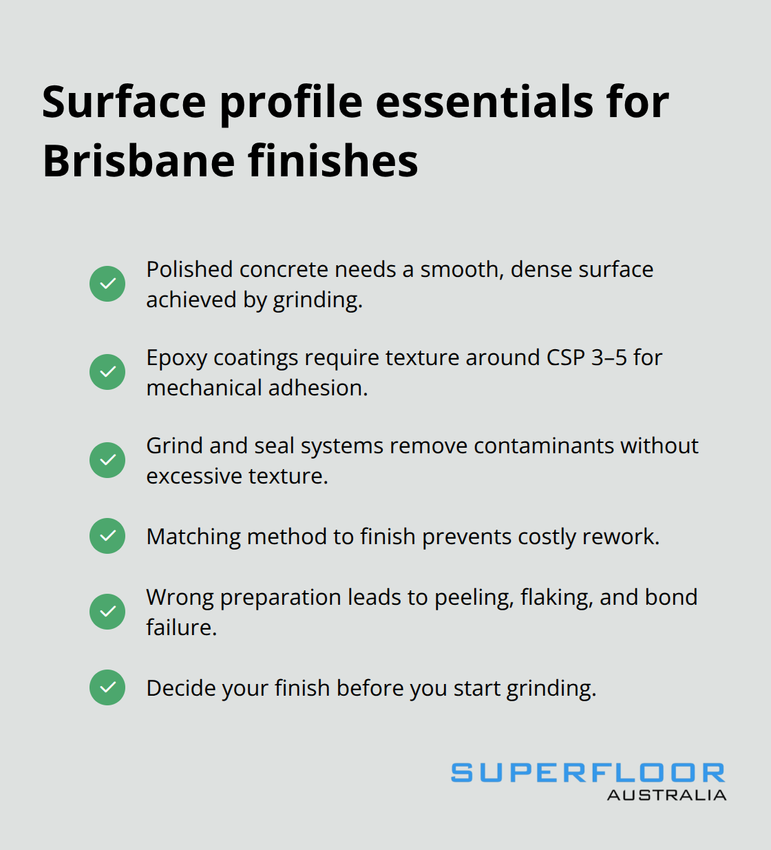 Key surface preparation facts for different concrete finishes in Brisbane - Concrete grinding brisbane methods