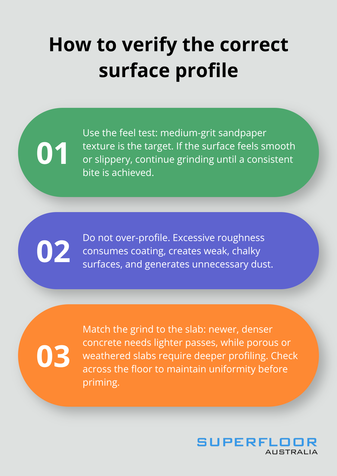 Three practical checks to confirm CSP 2–3 before coating - Floor prep before install