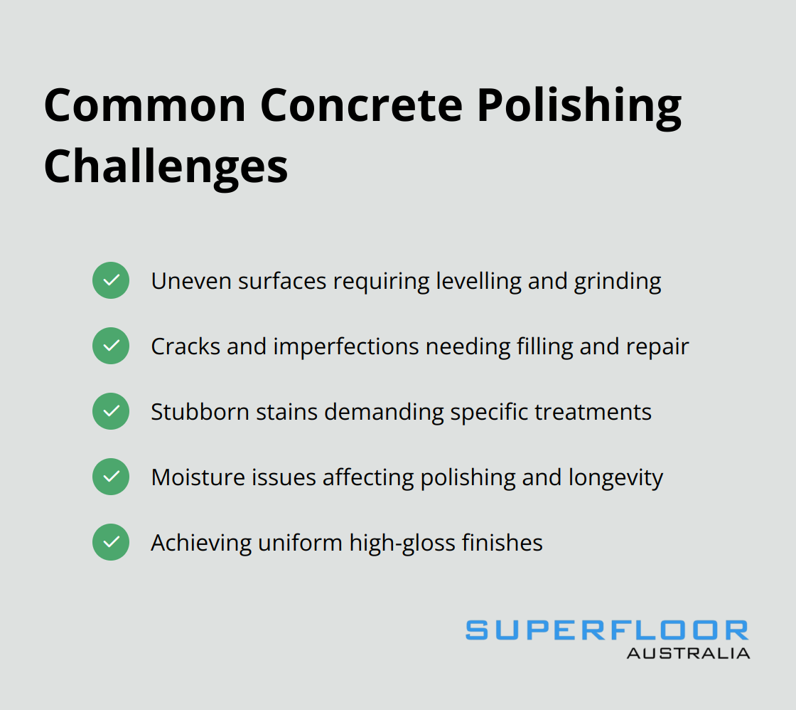 A checklist of common challenges faced during concrete polishing processes. - advanced concrete polishing