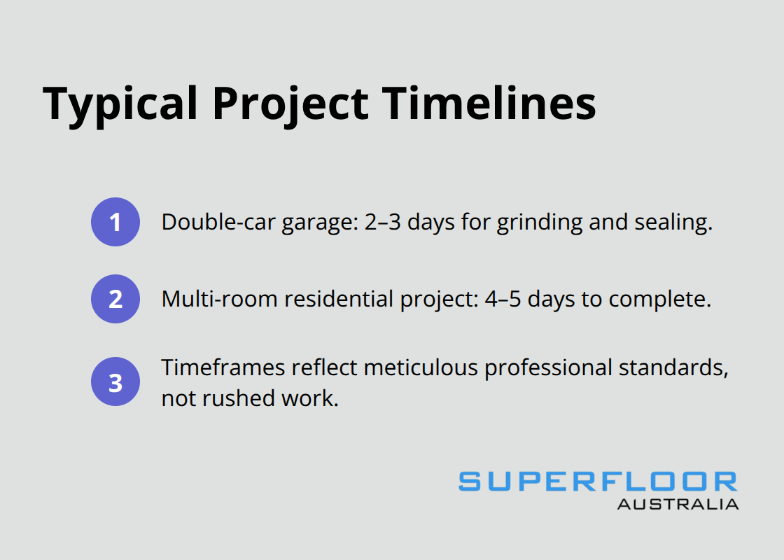 Compact list of expected durations for Brisbane concrete grinding projects