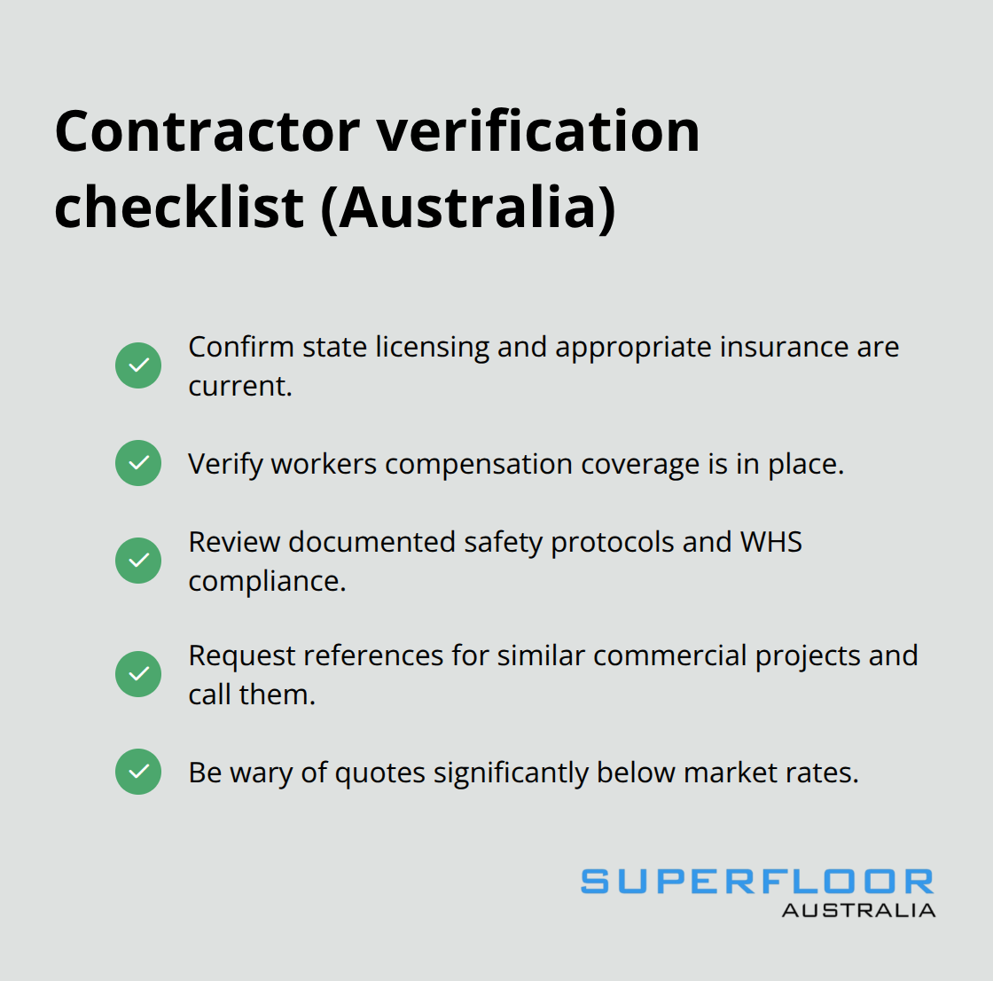 Checklist of items to verify before hiring a commercial concrete flooring contractor - commercial concrete flooring solutions