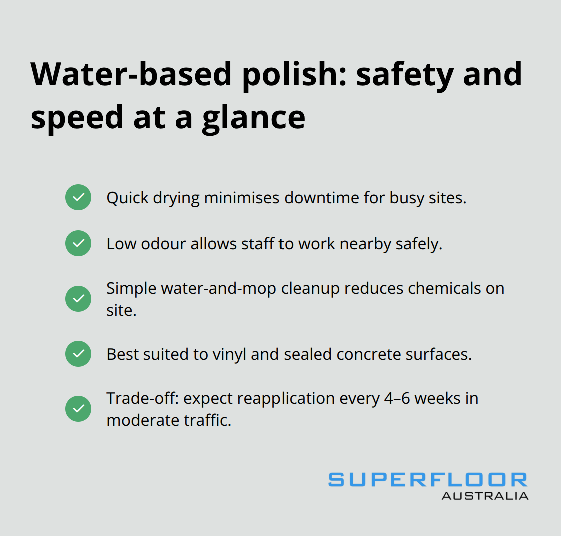 Key benefits and trade-offs of water-based commercial floor polishes for Australian facilities