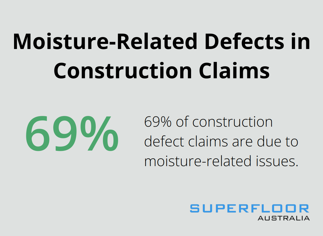 Pie chart showing 69% of construction defect claims are due to moisture-related issues