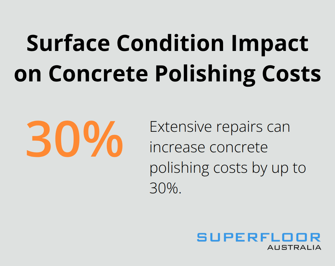 Chart showing how surface condition can increase concrete polishing costs by up to 30%