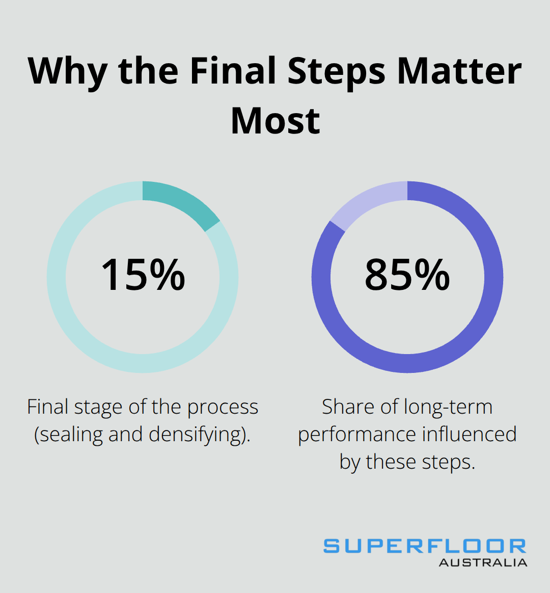Breakdown showing that the last 15% of the process drives 85% of performance - floor grinding and polishing