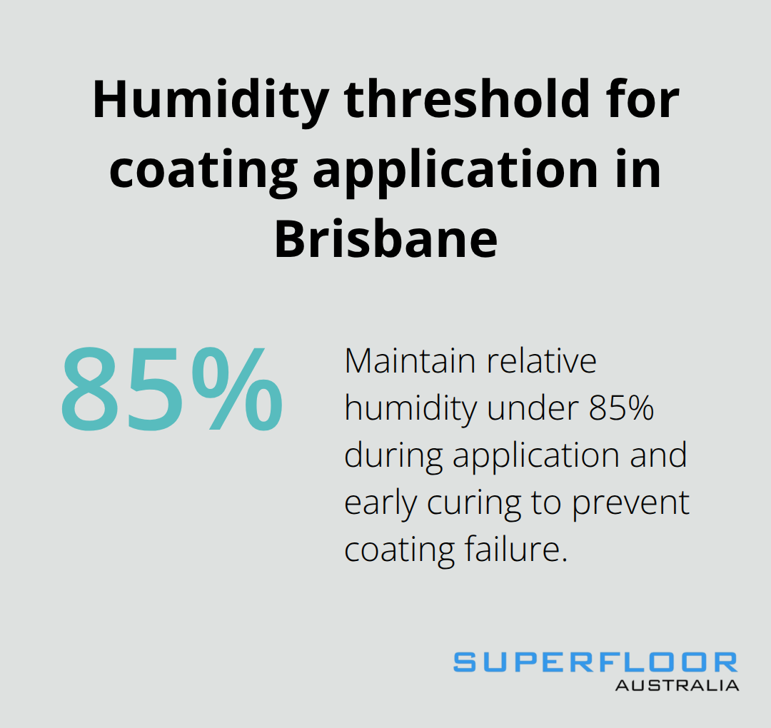 Percentage marker highlighting the maximum 85% relative humidity for application and curing - floor prep methods