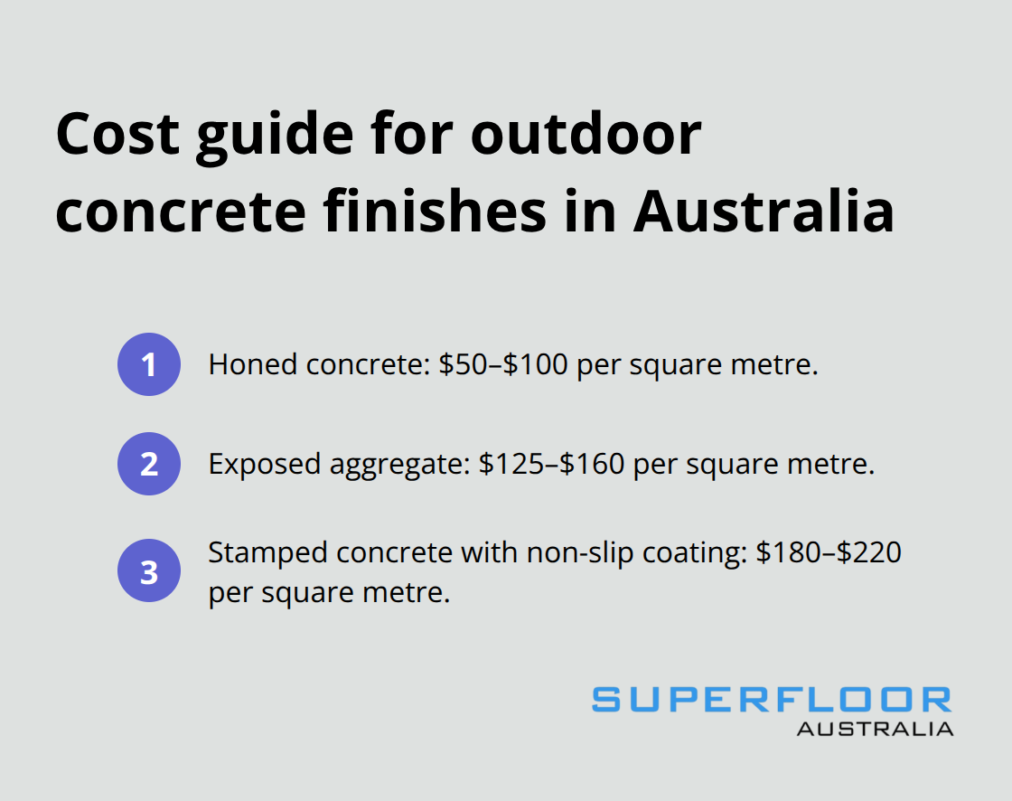 Price ranges per square metre for common slip-resistant concrete finishes - garden concrete flooring