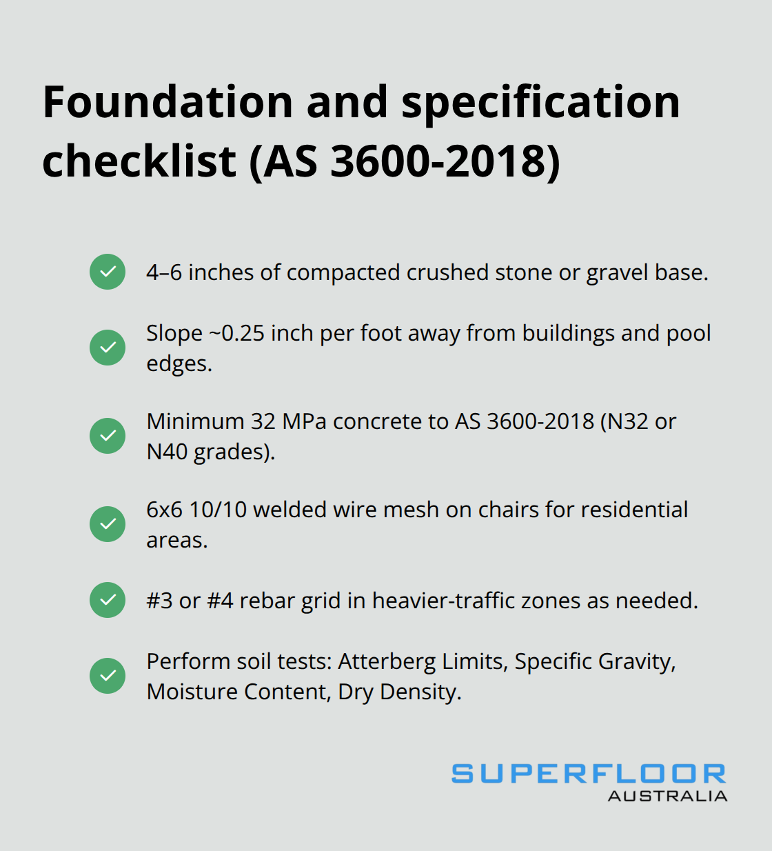Key base, slope, strength, reinforcement, and testing requirements for durable outdoor concrete - garden concrete flooring