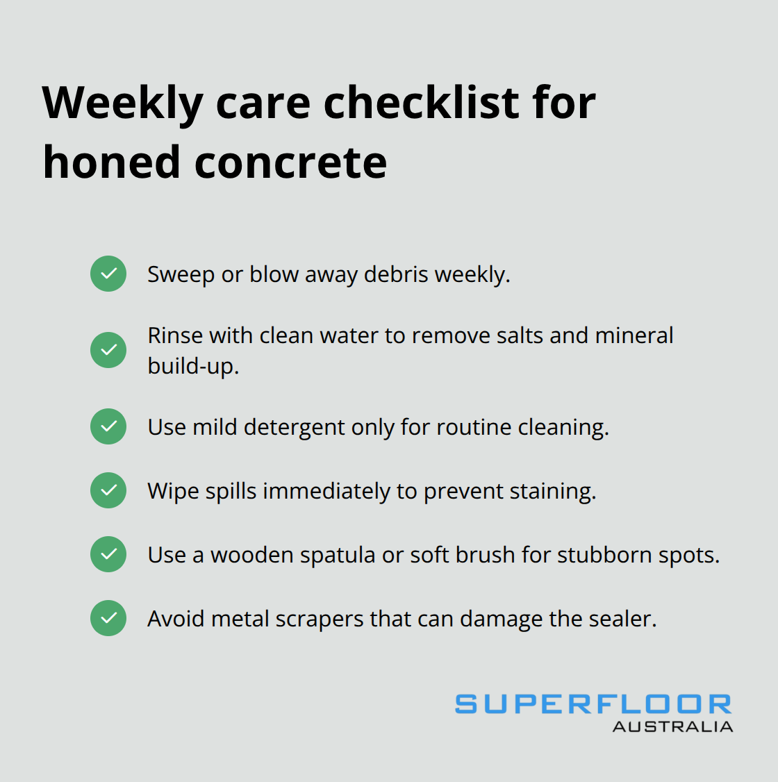 Simple weekly maintenance steps to keep honed concrete looking fresh - honed concrete finishes