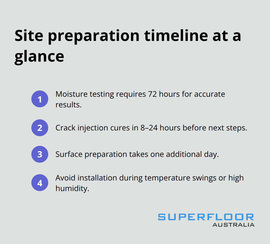 Step-by-step timeline for site preparation before honed concrete installation - honed concrete flooring