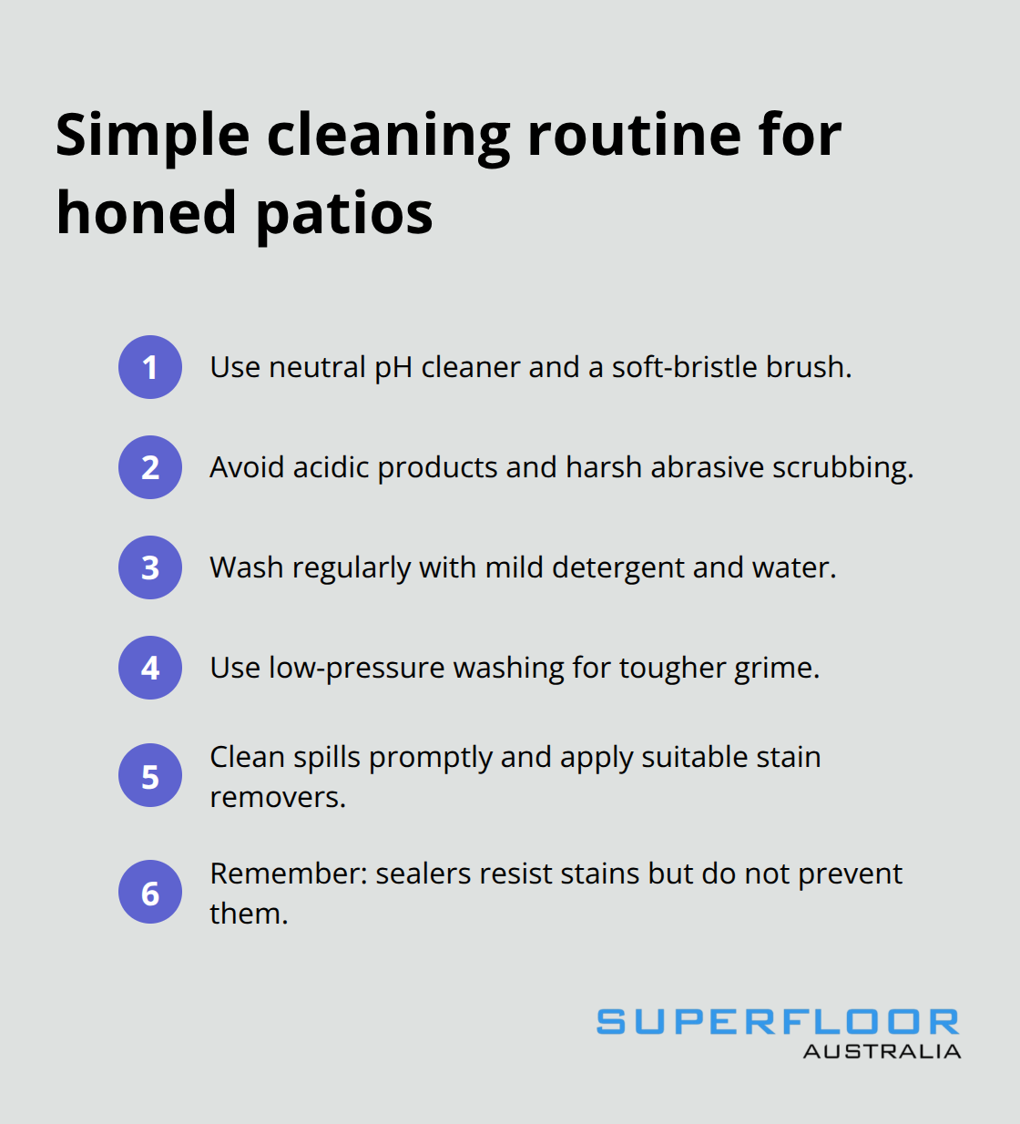 Step-by-step cleaning tips for honed concrete surfaces - honed concrete for patios