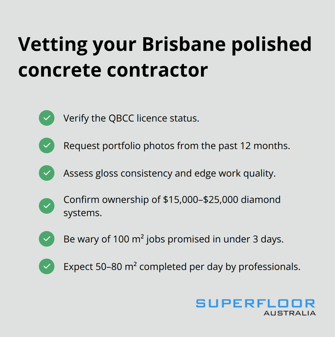 Checklist for choosing a polished concrete contractor in Brisbane. - polished concrete Brisbane