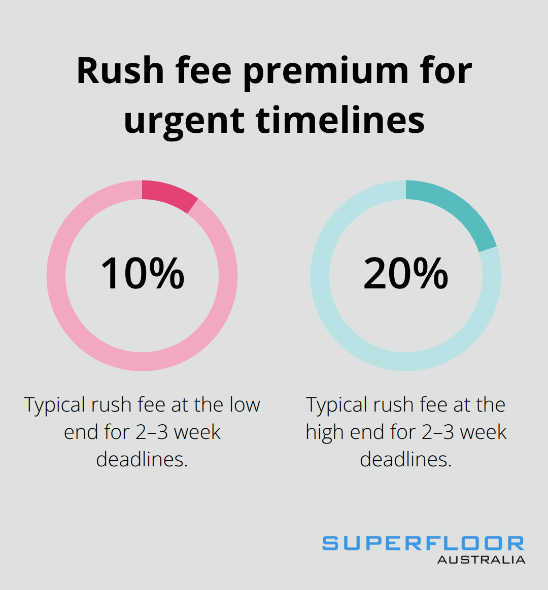 Range of rush fee percentages charged in Brisbane when project timelines are compressed - polished concrete Brisbane costs