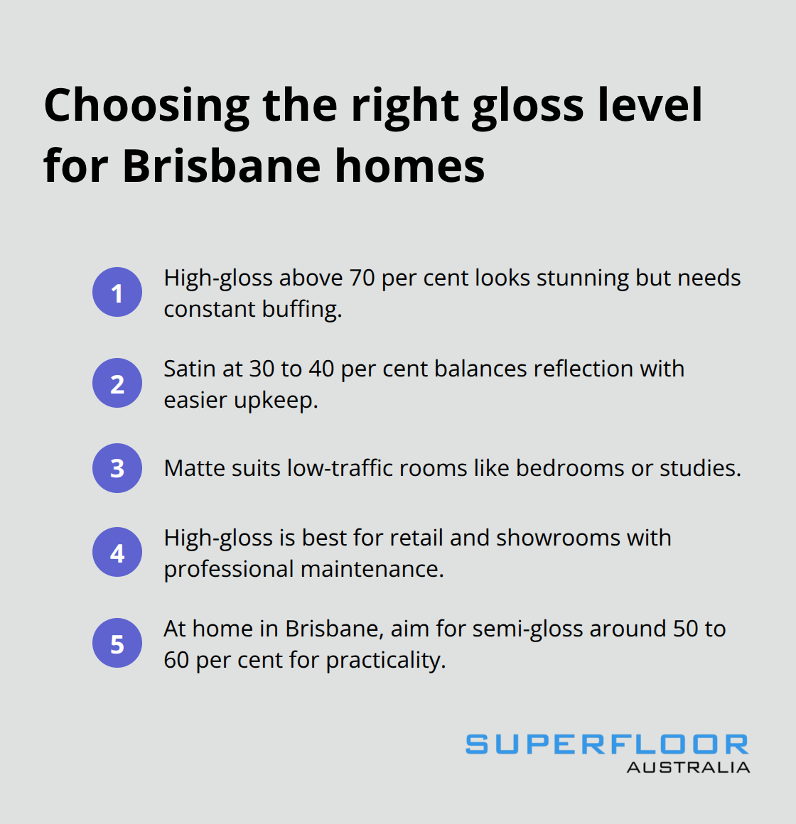Compact guide to selecting gloss levels for polished concrete in Brisbane homes. - polished concrete Brisbane guide