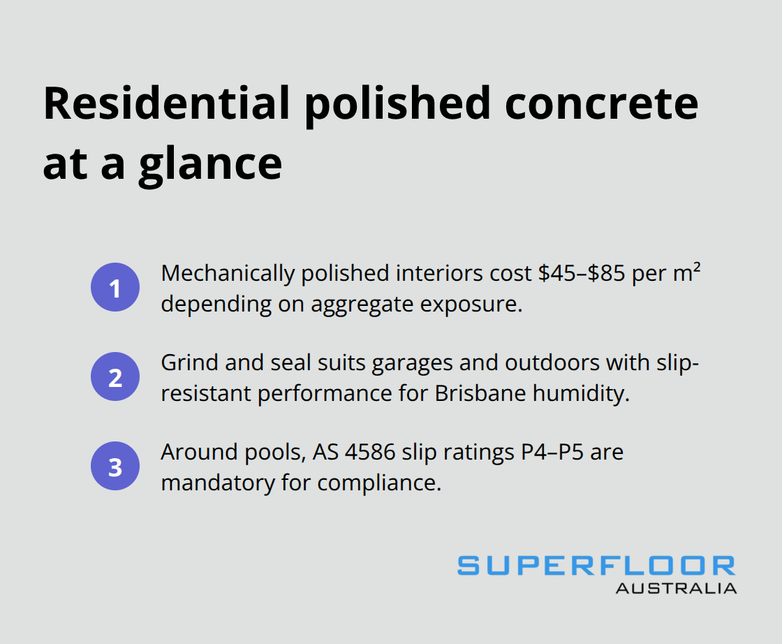 Compact list of residential polished concrete options, pricing, and safety in Brisbane - polished concrete contractors Brisbane