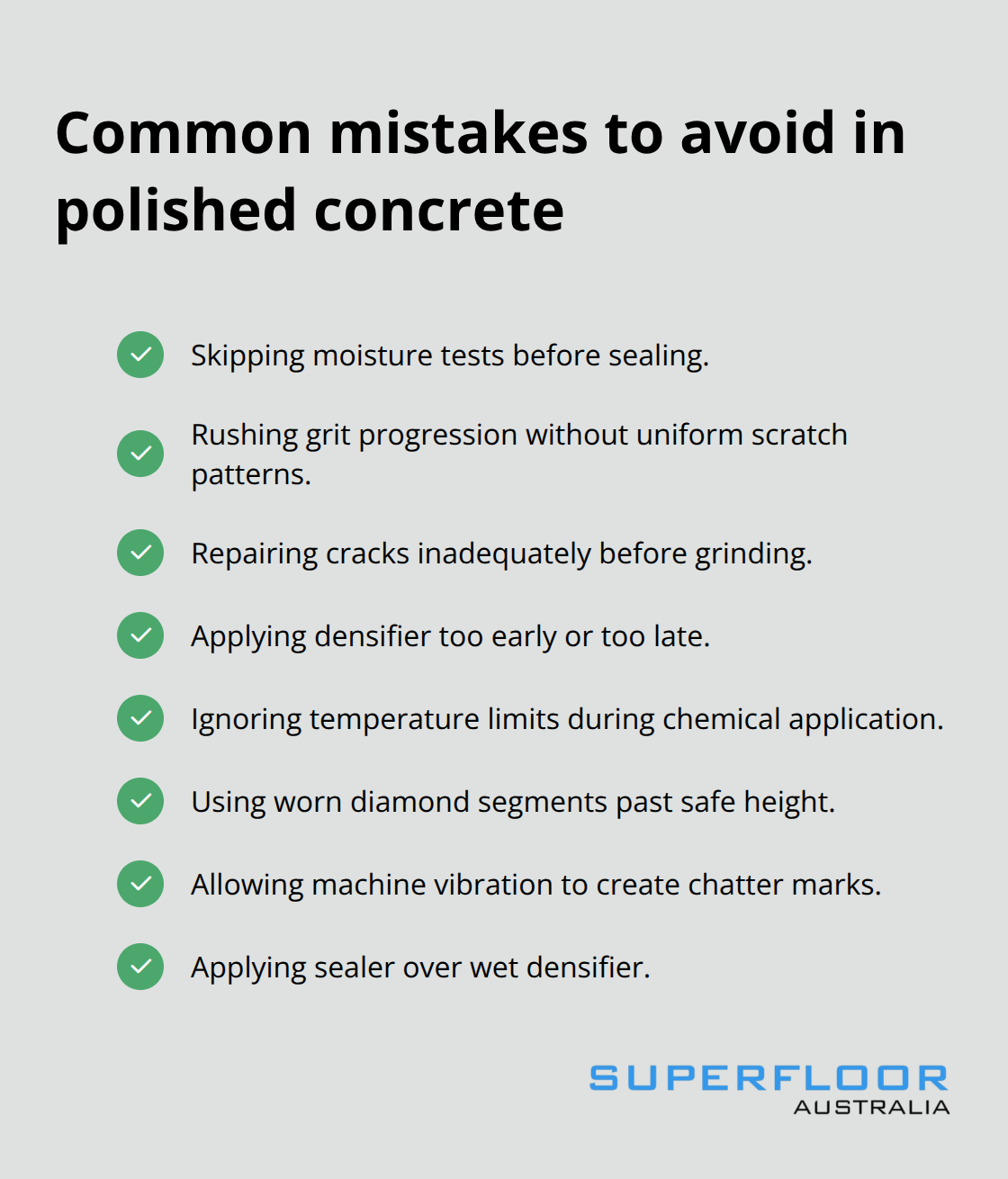 Checklist of frequent errors to prevent during polished concrete projects - polished concrete flooring finish