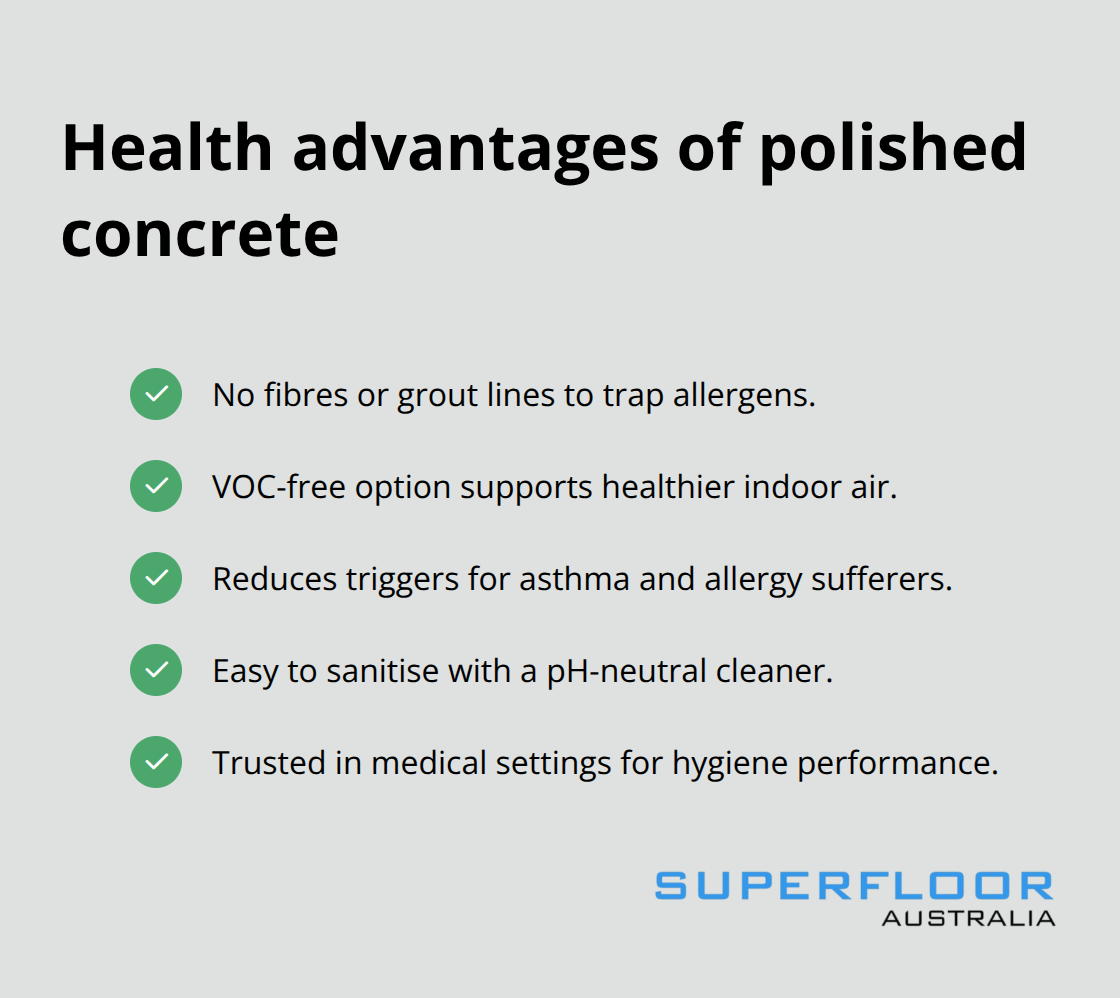 Checklist of allergen and VOC-free benefits of polished concrete floors - polished concrete residential