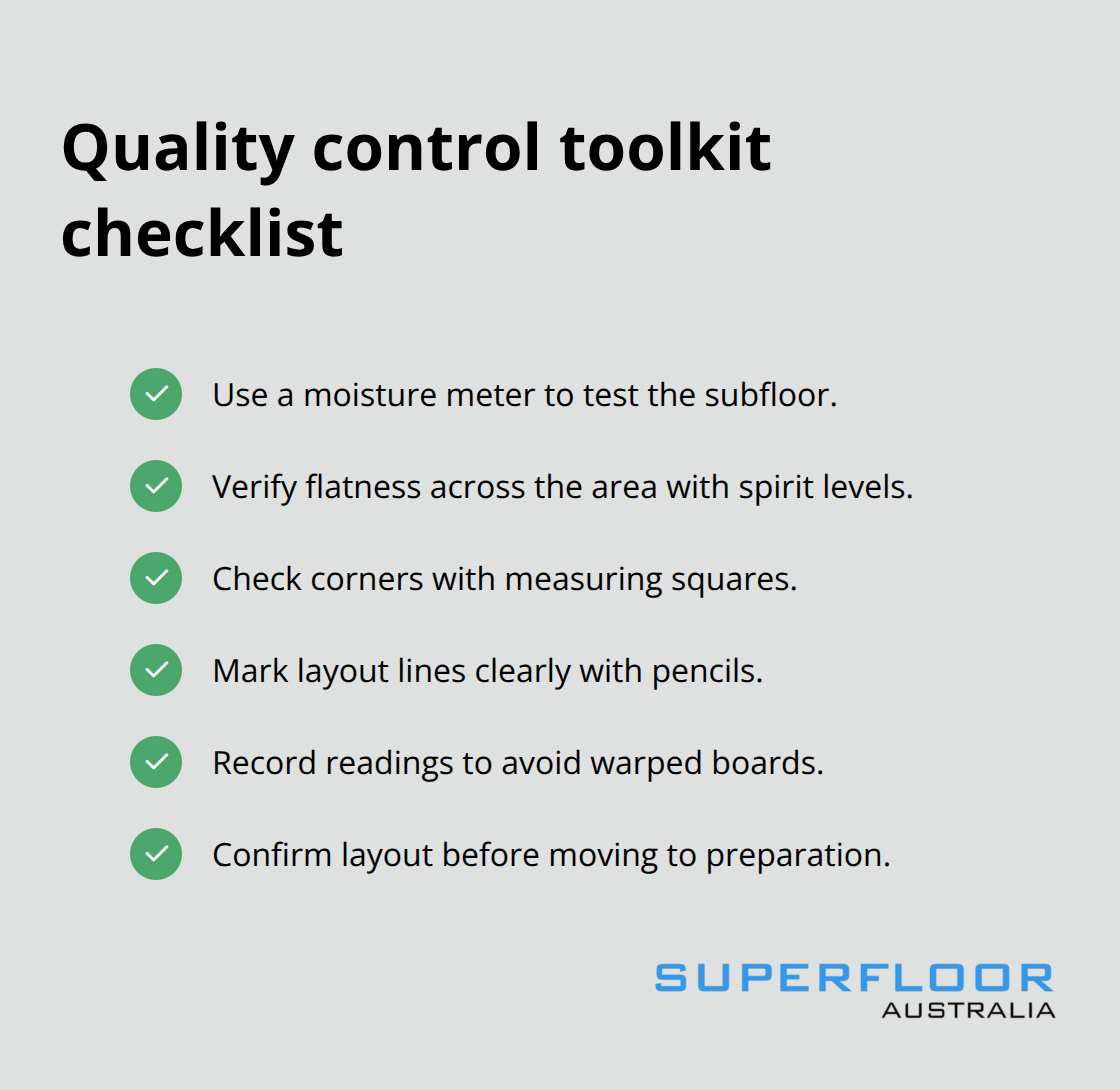 Checklist of quality control tools for polished particle board flooring in Australia