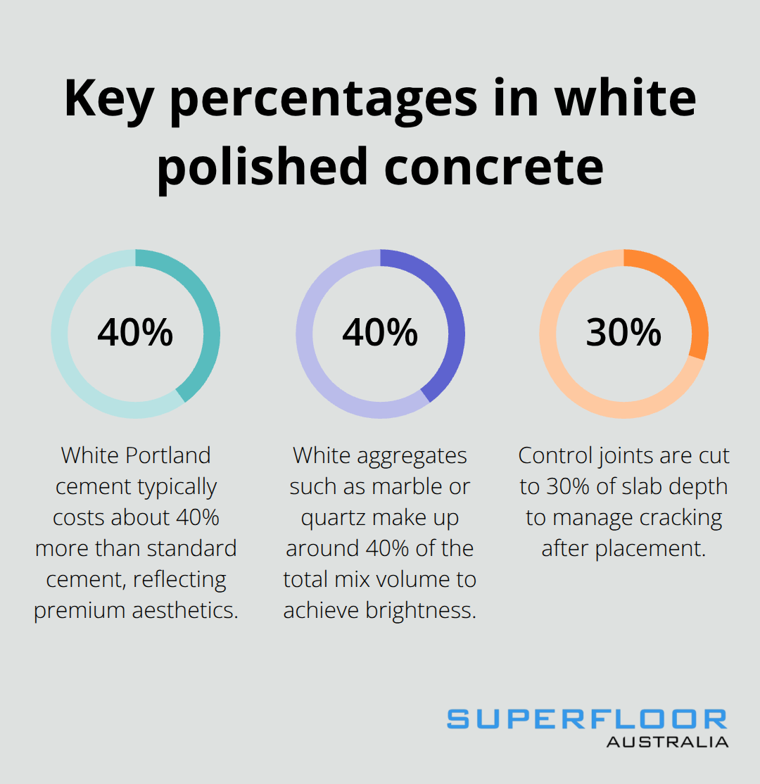 Three key percentages that define white polished concrete projects in Australia - polished white concrete flooring