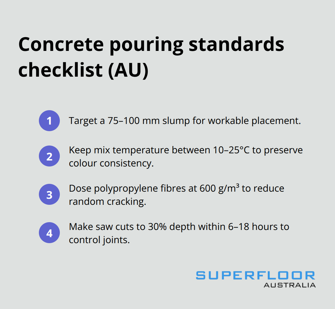 Compact checklist of concrete pouring standards for white polished concrete in Australia - polished white concrete flooring