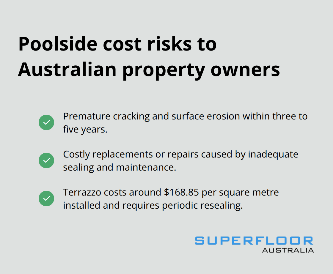 Key financial risks from poor poolside flooring in Australia - poolside honed concrete Brisbane