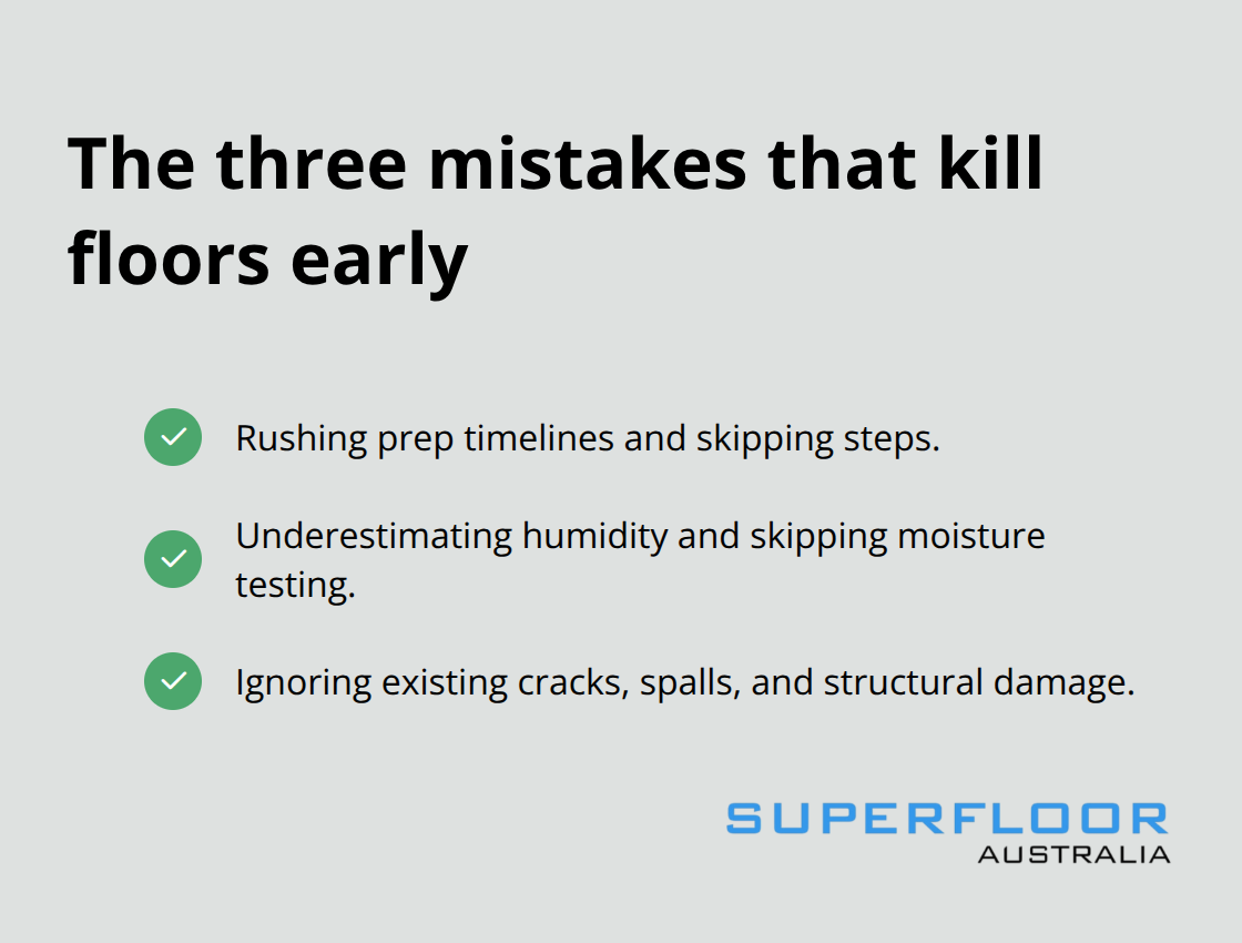 Common prep mistakes in Brisbane concrete flooring - precision concrete prep